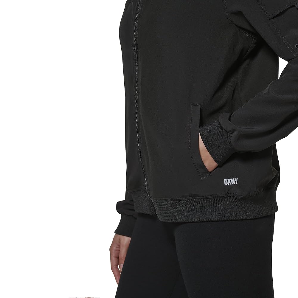 DKNYジャケット Exploded Rhinestone Varisty Logo Full Zip Hoodie With